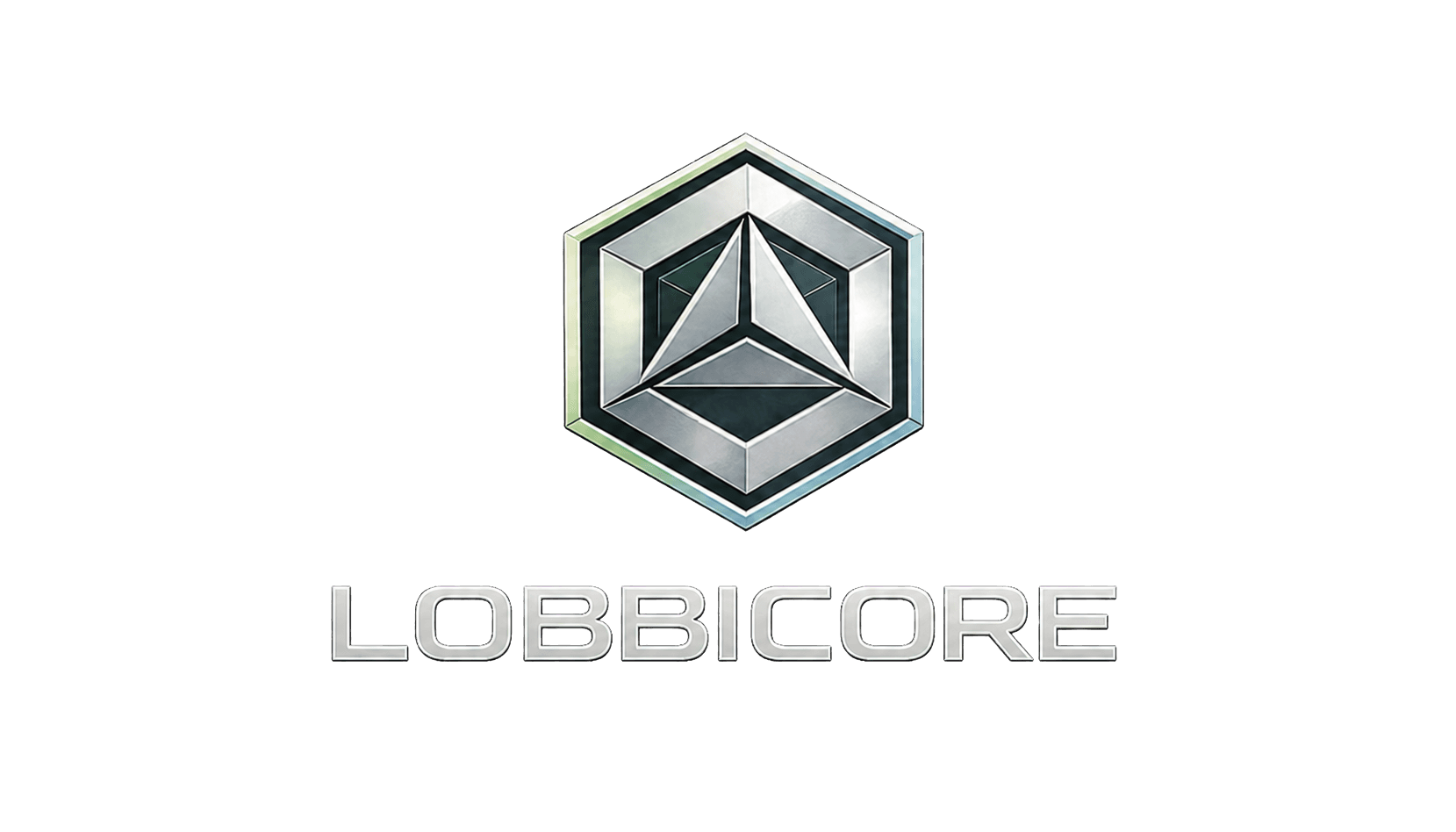 Lobbicore metallic symbol and wordmark