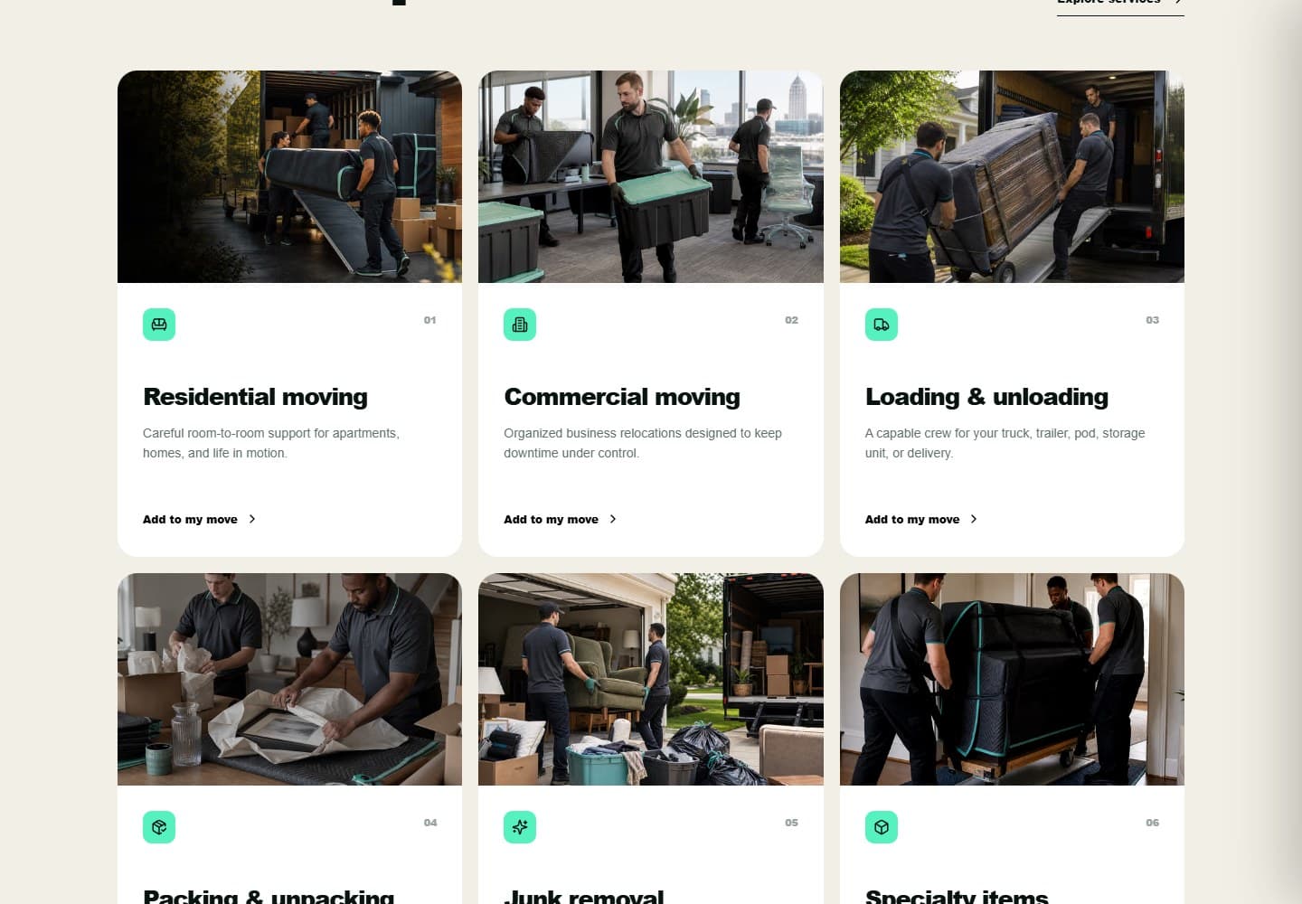 Lundi's Keep It Moving desktop service selection and moving process presentation